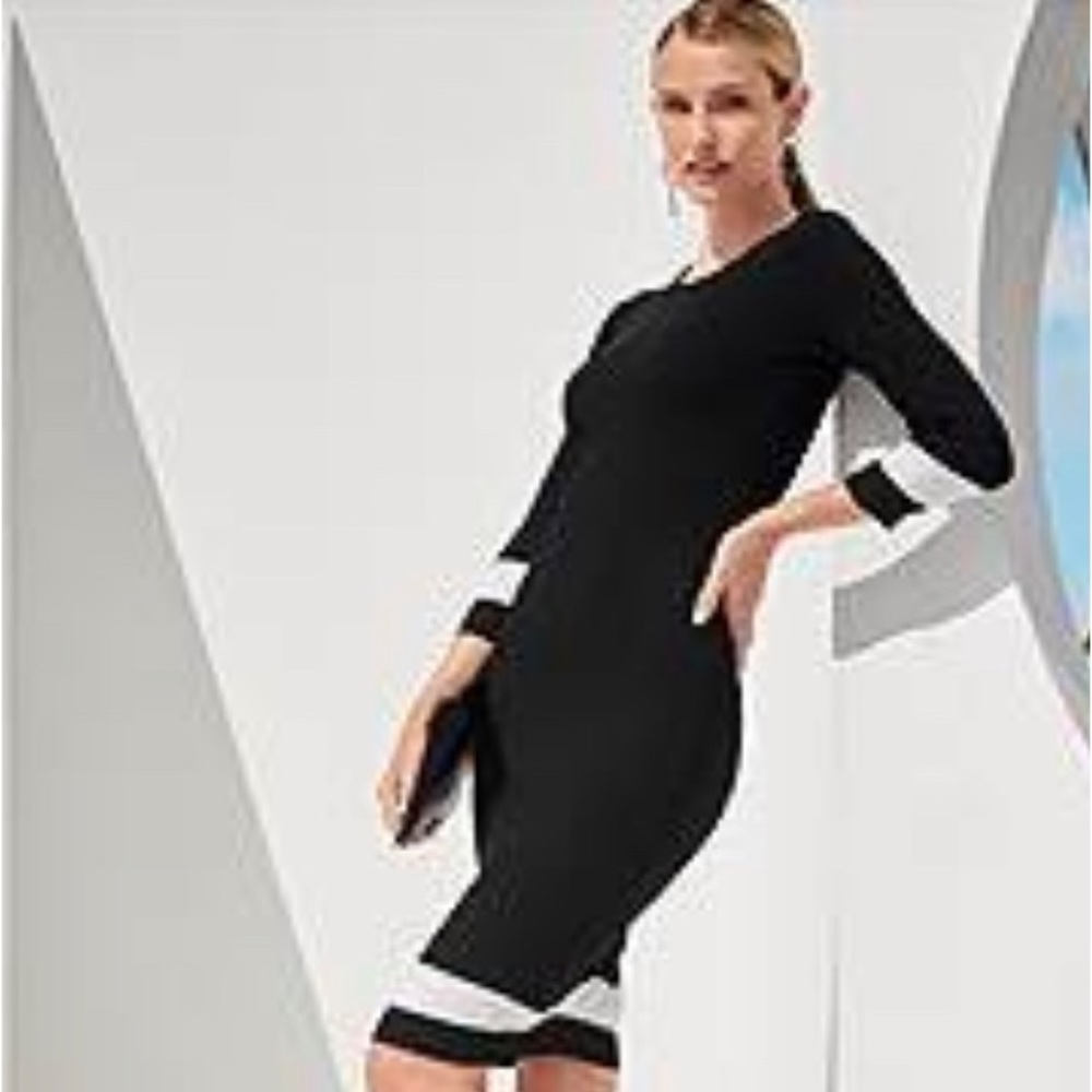 VENUS. Block Black/White Sweater Dress. Size M - Picture 3 of 3